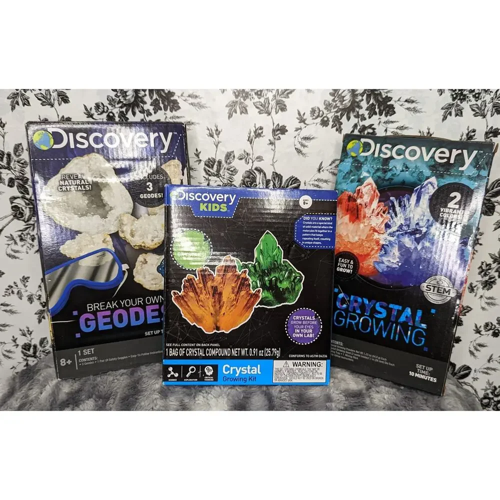 NWT Discovery Kids 2 Crystal Growing Kits & Break Your Own Geodes Kit Bundle